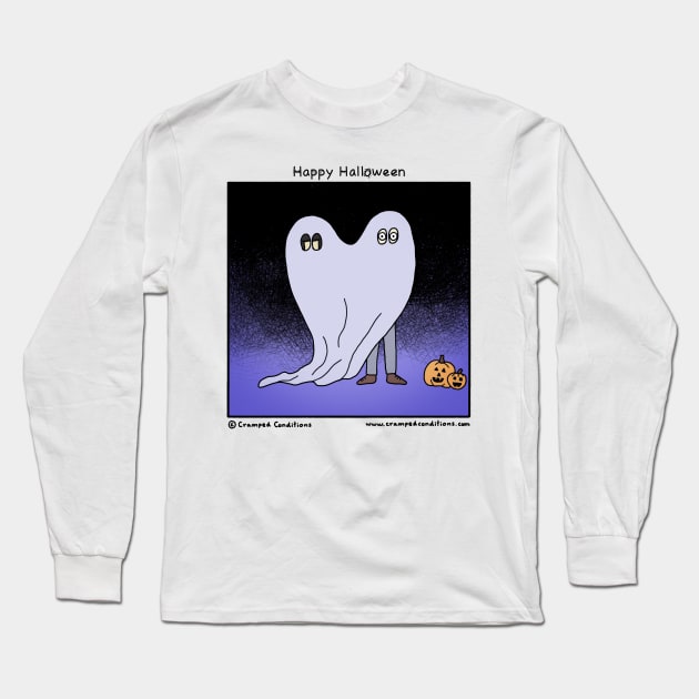 Happy Halloween Ghost Long Sleeve T-Shirt by crampedconditions